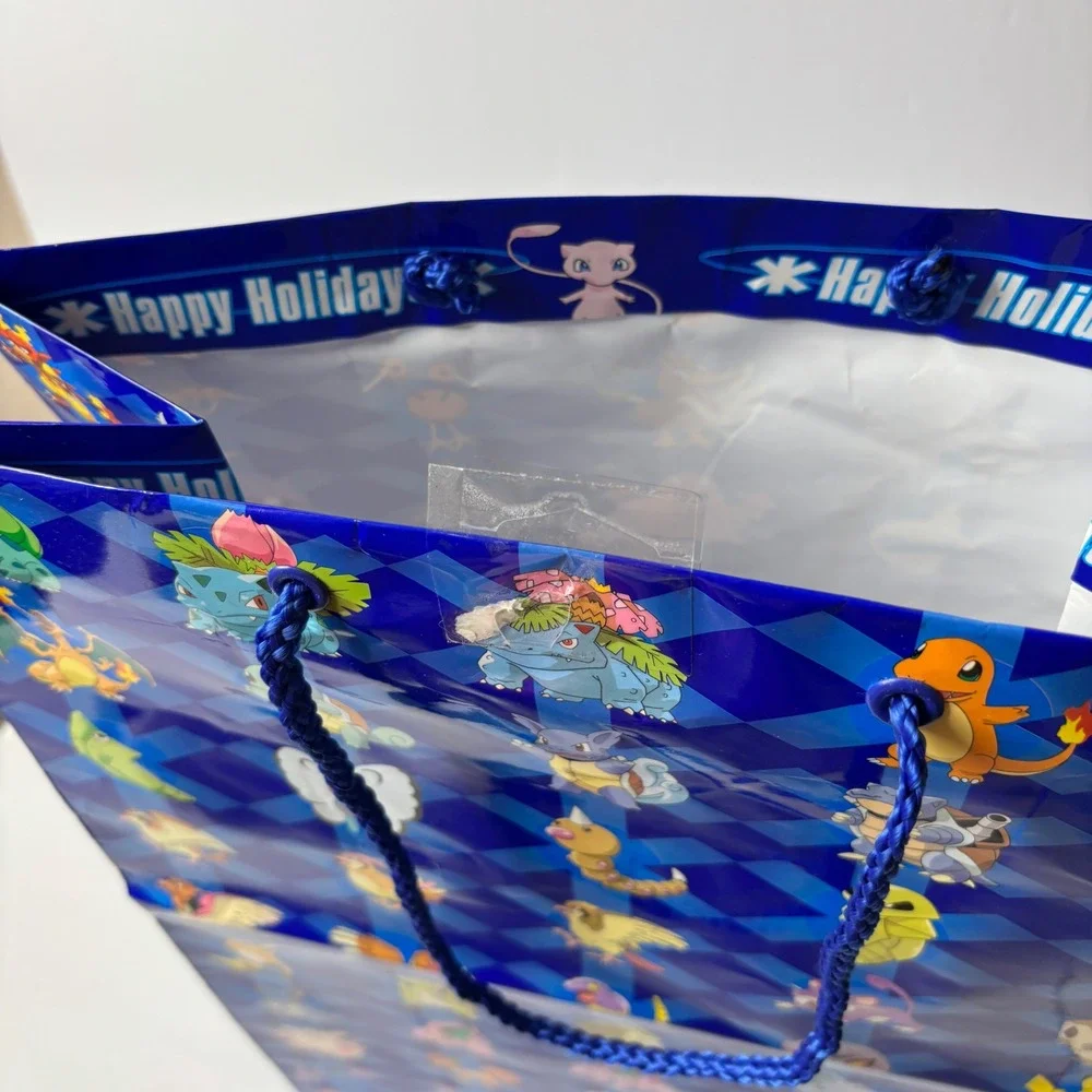 Vintage Pokemon Happy Holidays Gift Bag Blue Pokemon Characters‎ 2000 Retro